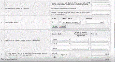 HOW TO RESPOND TO TAX NOTICE FOR DIFFERENCE IN SALARY INCOME IN FILED RETURN AND APPEARING IN 26 AS | E Proceedings<br /><br />Project - #makeknowledgefree <br /><br />You have received a tax notice stating that there is a difference in salary income of that filed in return and that appearing in 26 as<br /><br />Basically, the 26 as under income credited for the assessee shows the gross salary which is not totally subject to tax on account of permissible salary exemptions and deductions available<br /><br />This has to be however filled under E- proceedings !<br />You must opt yes for eproceedings and then click on submit to open up the notice displaying the difference !<br />In this case since the difference is on account of permissible deductions and exemptions available to salary class , you shall disagree to the demand and proceed <br /><br />This opens up a table where you are required to explain the difference between gross receipts appearing in 26 as and that offered in tax return (from form 16 )...<br /><br /><br />The table has relevant heads for claiming eligible exemptions and deductions ...You have to select the fields that apply in his case to explain the difference!<br /><br />In this case, the gross salary enjoys conveyance exemption u/s 10(14 ) for 19200 Rs ,<br /> medical reimbursement u/s 17(2) (b) for Rs 10838 ,<br /> Sodexo food coupons u/s 17(2)(viii) for Rs 26000 and<br /> tax on employment for Rs 2400 Rs as eligible deduction under section 16.<br /><br />How do we use the fields?<br />Clearly, for section 10 exemptions pertaining to salary , we can use the option of receipts not taxable because the gross receipts are not totally taxable on account of section 10 conveyance allowance exemption made available under section 10 (14)<br /><br />So, we use the receipts not taxable option for section 10 exemptions . It can therefore be used to show conveyance exemption of 19200 Rs U/s 10(14)<br /><br />Rest, permissible salary deductions can be shown under other head to explain the portion of gross receipts pertaining to medical reimbursement , food coupons and eligible deduction of tax on employment which are not taxable<br />(Check attached picture)<br /><br />You can then proceed to submit the proceeding clarification! <br /><br />That's all there is to it!<br /><br />Here is a video solution that explains how to respond to notice to explain difference in salary income appearing in 26 as and that filled in tax return! <br />Youtube Video - https://www.youtube.com/watch?v=hewBpQ_5eRA