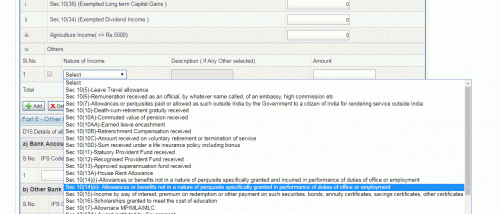 It shall come under section 10(14)(ii)...please select category properly for future queries (here category selection itself would have led to your answer)