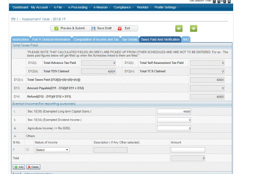 Is it LTCG from stocks ...if yes, LTCG till 1 lakh is exempt , then you don't need ITR 2 , rather use ITR 1 and show this LTCG as exempt income ..26 as is tax credit ...there are no taxes deducted on LTCG , so this does not appear