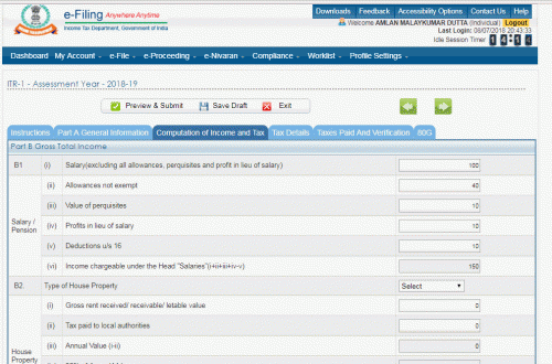 I am not sure i understand your question ...the income chargeable is not a editable field that one can fill directly for return utility for AY 2018 19 ...it is self computed once the assessee fills all other fields required for computation of chargeable income .....basically chargeable income = salary + non exempt allowances + perks + perquisites  - Deductions U/s 16 ....so assessee is required to fill ion salary , non exempt allowances, , perks , perquisites , and deductions ...Once assessee does the chargeable income gets automatically computed ...the assessee cannot fill the chargeable income directly ...look at the attached pictures for more clarity .....