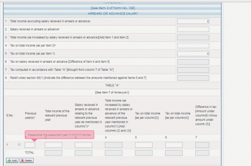 There is only column for previous year where you are required to fill assessment year!<br />Also, check related queries(answer option)   , it has been asked by multiple people...reading solutions to those questions shall broaden your horizon!