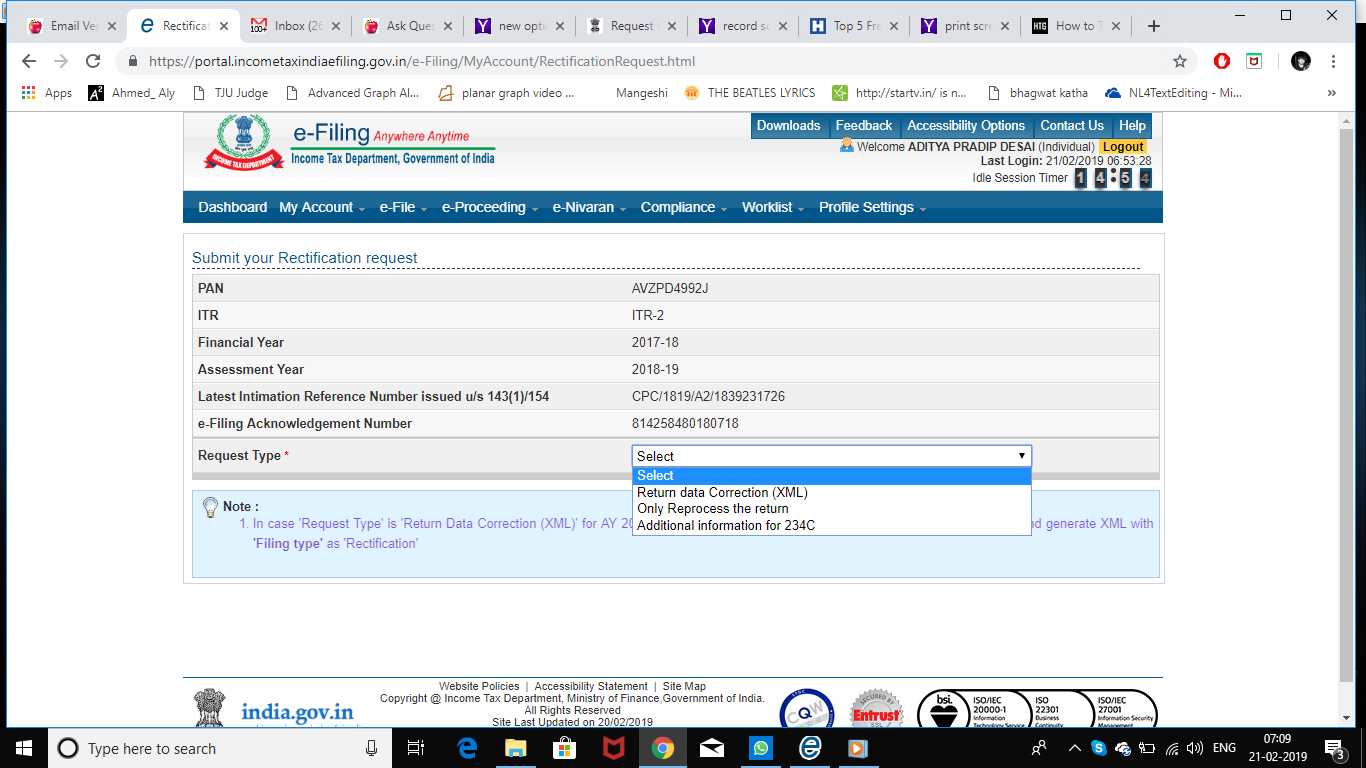 I think there has been some change in the website, The rectification option appears in e-File->Rectification. And the options are as follows. So the "Tax Credit Mismatch" option is not present on the latest website.