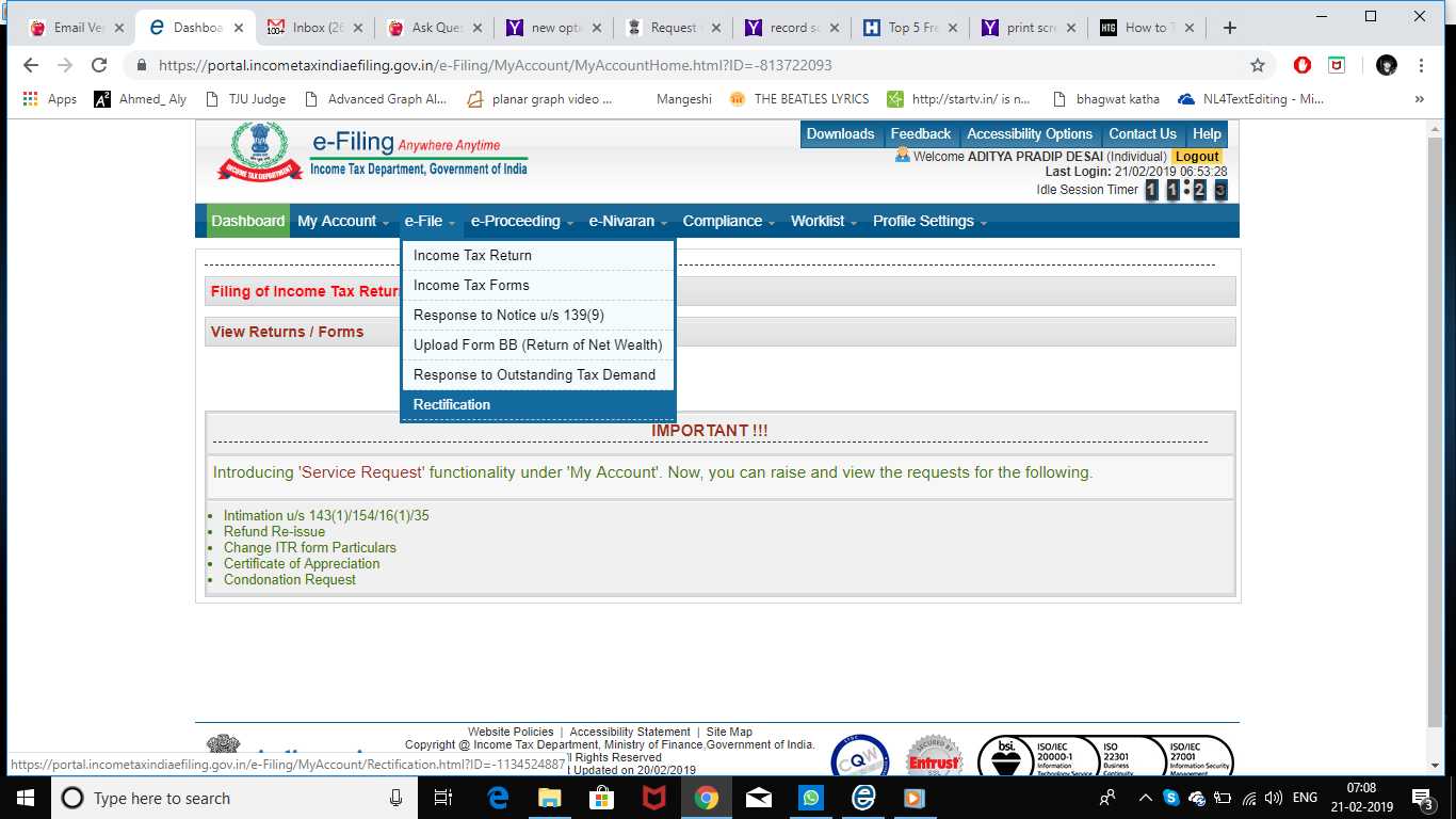 I think there has been some change in the website, The rectification option appears in e-File->Rectification. And the options are as follows. So the "Tax Credit Mismatch" option is not present on the latest website.