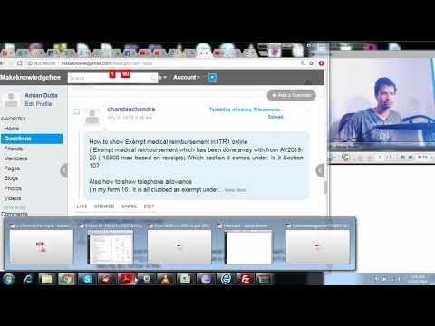 How to show exempt medical reimbursement in ITR|Chandan|AY 2018 19| Section 17(2)