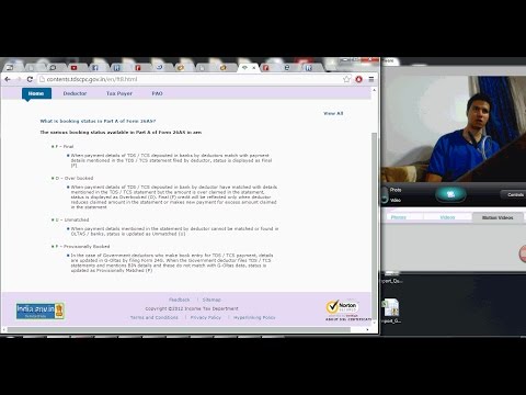1038 (Income tax) What is status of Booking in tax credit statement (26 AS)?