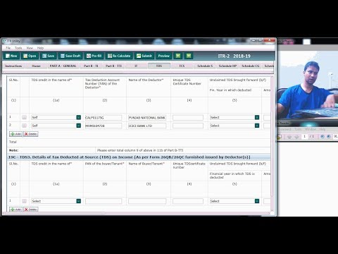 How to claim TDS credit of deducted TDS  in ITR 2 | Schedule 2 | AY 2018 19