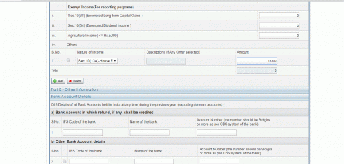 Why use agricultural head to show exempt HRA head ( this makes no sense)...like you understand , this being exempt, will come in exempt income for reporting purpose but under correct head ......use option denoting section 10(13A) for exempted HRA ....this year ITR's make it more easy because not only does it outline the section numbers but also the exempt income source (look at the attached picture snapshots for capturing this portion of the return)...and ensure that you mention all salary exemptions and deductions because this year many people are getting adjustment notices from the department citing variances between presented income in return from form 16 and that appearing in 26 as ....26 as often shows the gross salary income and the difference between the gross salary and the chargeable salary appearing in form 16 is only on account of these exemptions and deductions ........all the best