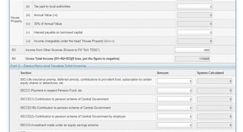 Say, they paid him 1000 Rs  and deducted TDS 10 Rs ( This shall appear in the form 26 as )...he is required to fill the income from other sources as 1000 Rs and take tax credit for deducted TDS in schedule 2 of the tax return...all details like TAN number, deductor name , etc etc shall be available in his tax credit statement for the deducted TDS ..Check attached pictures.