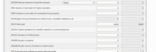 There are two things here ...You are claiming benefit of 80GG in absence of HRA ...so , clear one thing first that you don't receive any HRA even if you are entitled to ...because any receipt of HRA makes this 80GG deduction ineligible ...So,  figure out 80GG eligibility first  ...if you are eligible , then  first submit 10 BA online giving self declaration that you qualify for 80GG deduction w.r.t to all points and lastly , under 80 GG , the deduction benefit is  is the lowest of the following three amounts:<br /><br />(i)Rs. 5000 per month (Budget 2016 has increased the limit of rent from Rs. 2000 per month to Rs. 5000 per month)<br />(ii)25% of individual’s total income.<br />(iii)Rent paid in excess of 10% of individual’s total income (ie. Rent paid minus 10% of total income)...so, accordingly it qualifies to be 5000 x 12 = 60000  Rs in your case ....Until 10 BA is submitted online , the deduction benefit of 80GG shall be disallowed by the assessing officer...check attached pictures ....please select query category carefully next time to avoid question getting auto deleted ..(.all questions posted in general will get auto deleted after 7 hours ....) if you get HRA , then the treatment is totally different.
