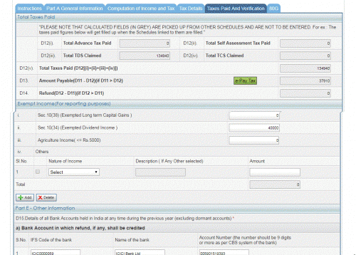 Dividends over 10 lakhs is now subject to tax of 10%. If it is below that and from  Indian companies , you can claim exemption by reporting it in exempt income reporting section ...Also reduce it from the income head where it has been shown to bring down taxable income accordingly.