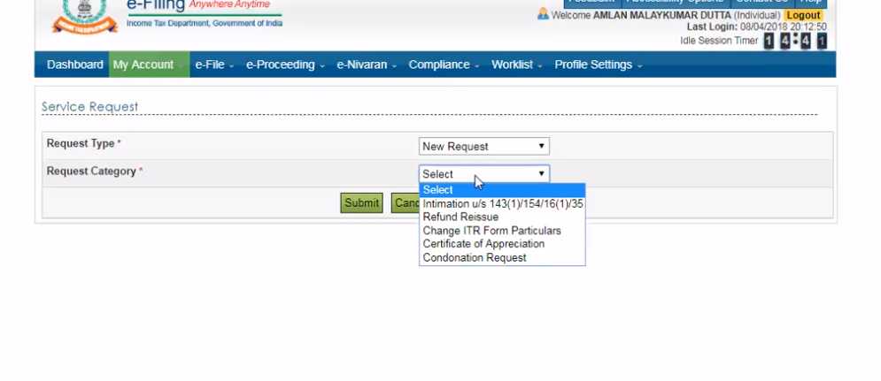 Check video tab for video on the subject ......This is available through your online system  under service request - My account - request - New request  - Request for Condonation ....if it displays that there are no records available, then raise a E Nivaran request suggesting the same or raise a complaint with the helpline