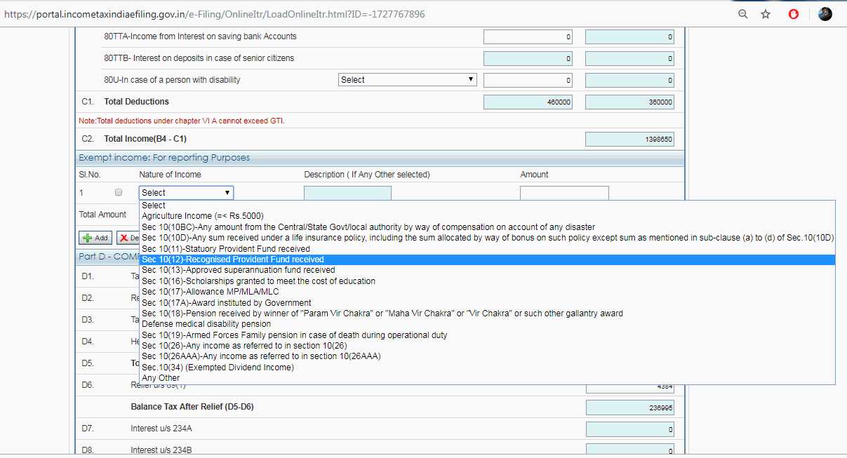 It is below in the same page if you closely observe separate exempt income reporting section ...look at the attached image